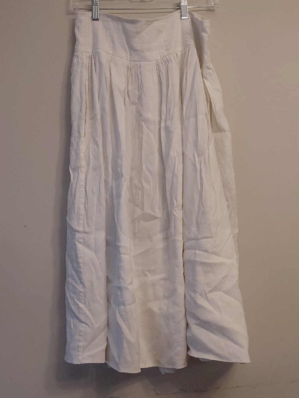ANTONIO MELANI White Linen Maxi Skirt with Gathered Waist